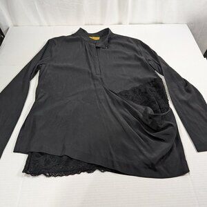 Nicole Miller Silk Black Asymmetrical Lace Underlay Women's size large